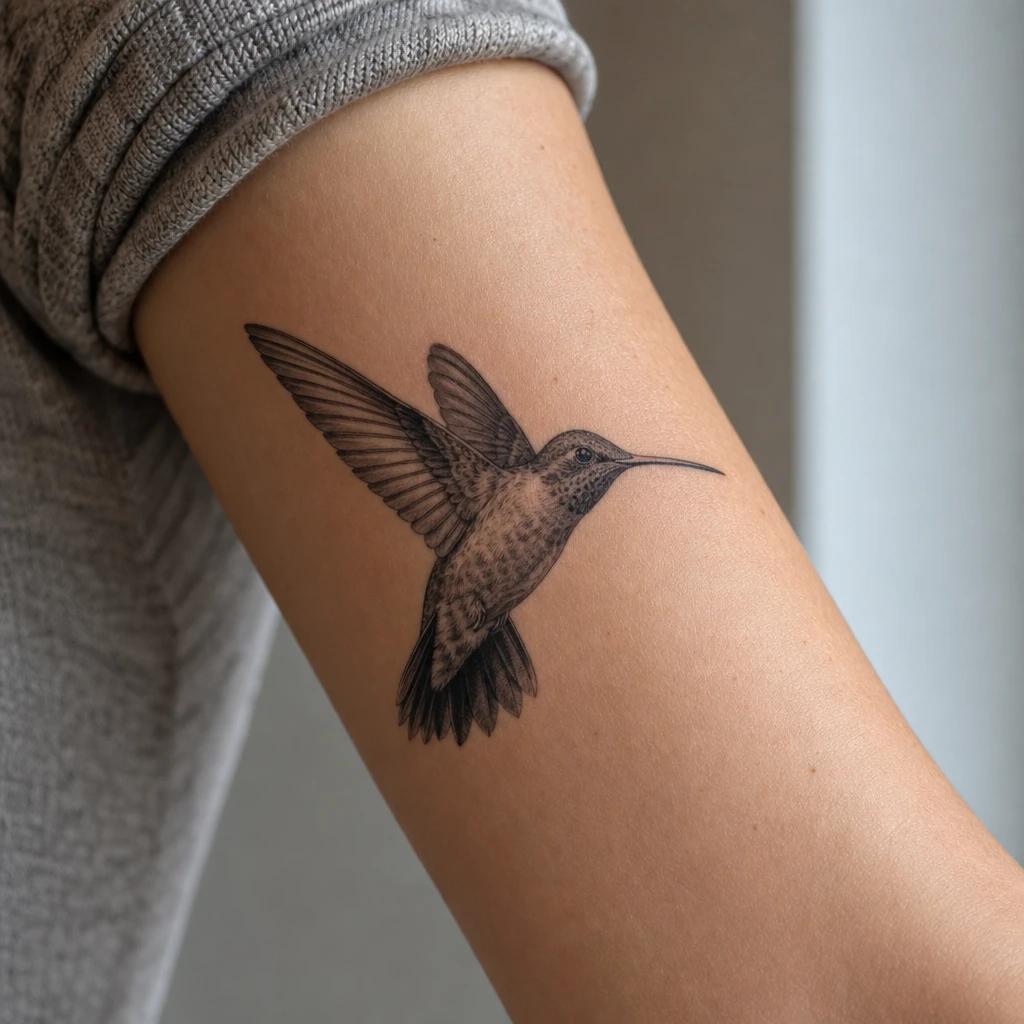 idée tatouage colibri colibri réaliste couleur, photo réaliste sur peau