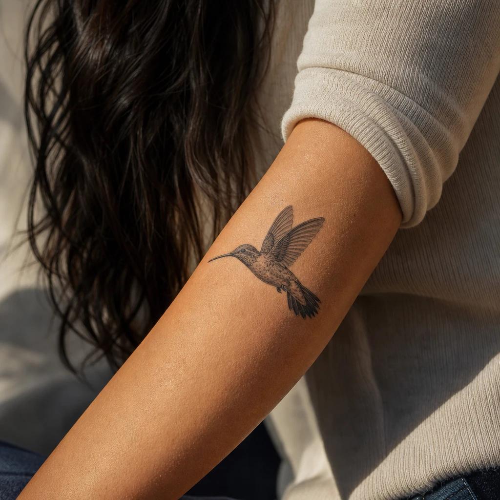 idée tatouage colibri colibri réaliste couleur, photo réaliste sur peau