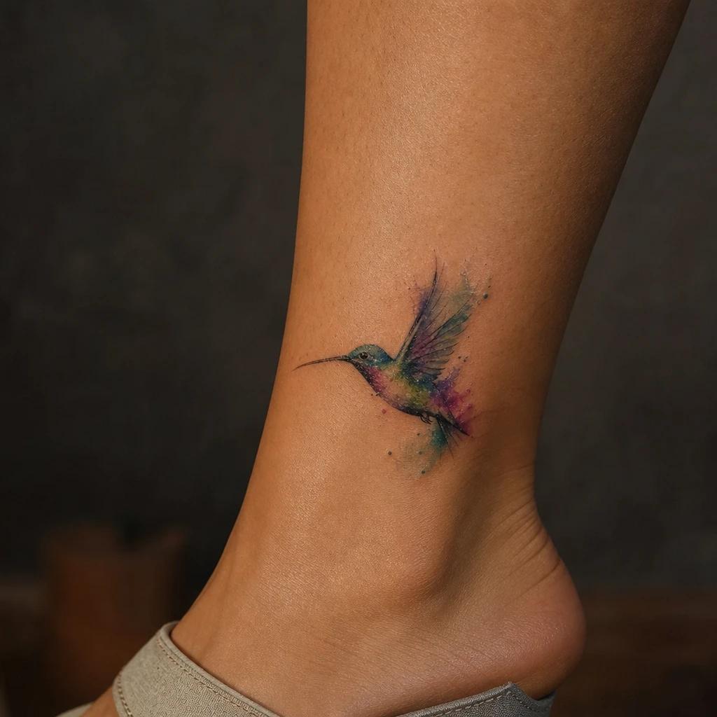 idée tatouage colibri colibri aquarelle, photo réaliste sur peau