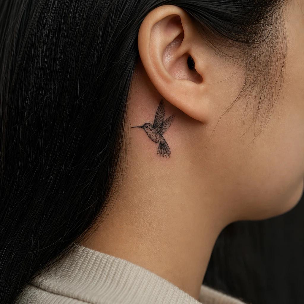 idée tatouage colibri colibri dotwork, photo réaliste sur peau