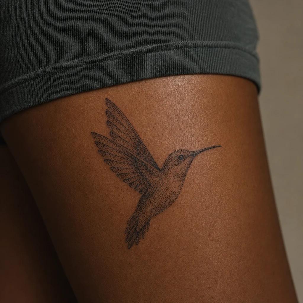 idée tatouage colibri colibri dotwork, photo réaliste sur peau