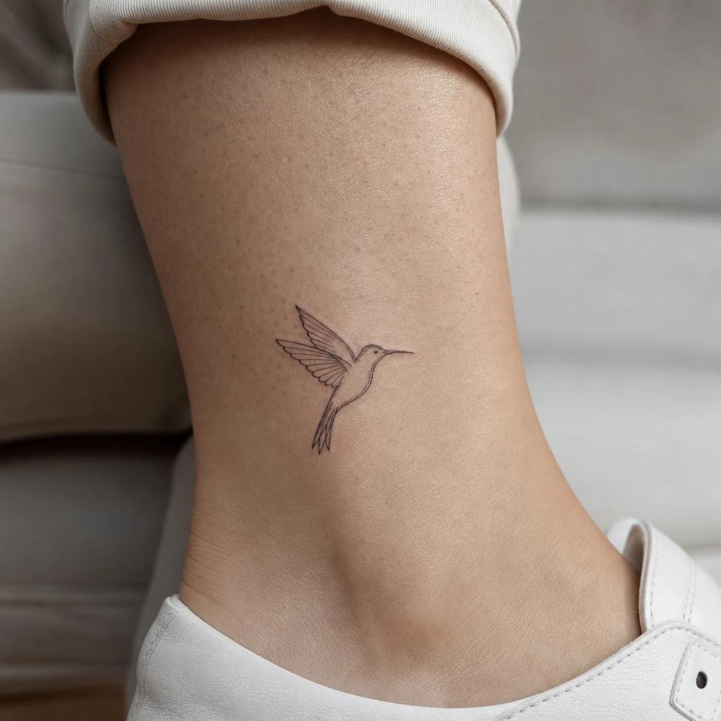 idée tatouage colibri colibri minimaliste trait, photo réaliste sur peau