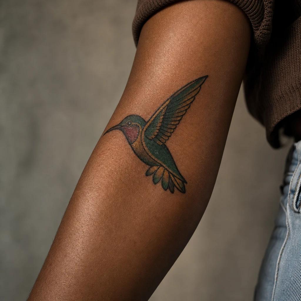 idée tatouage colibri colibri old school, photo réaliste sur peau