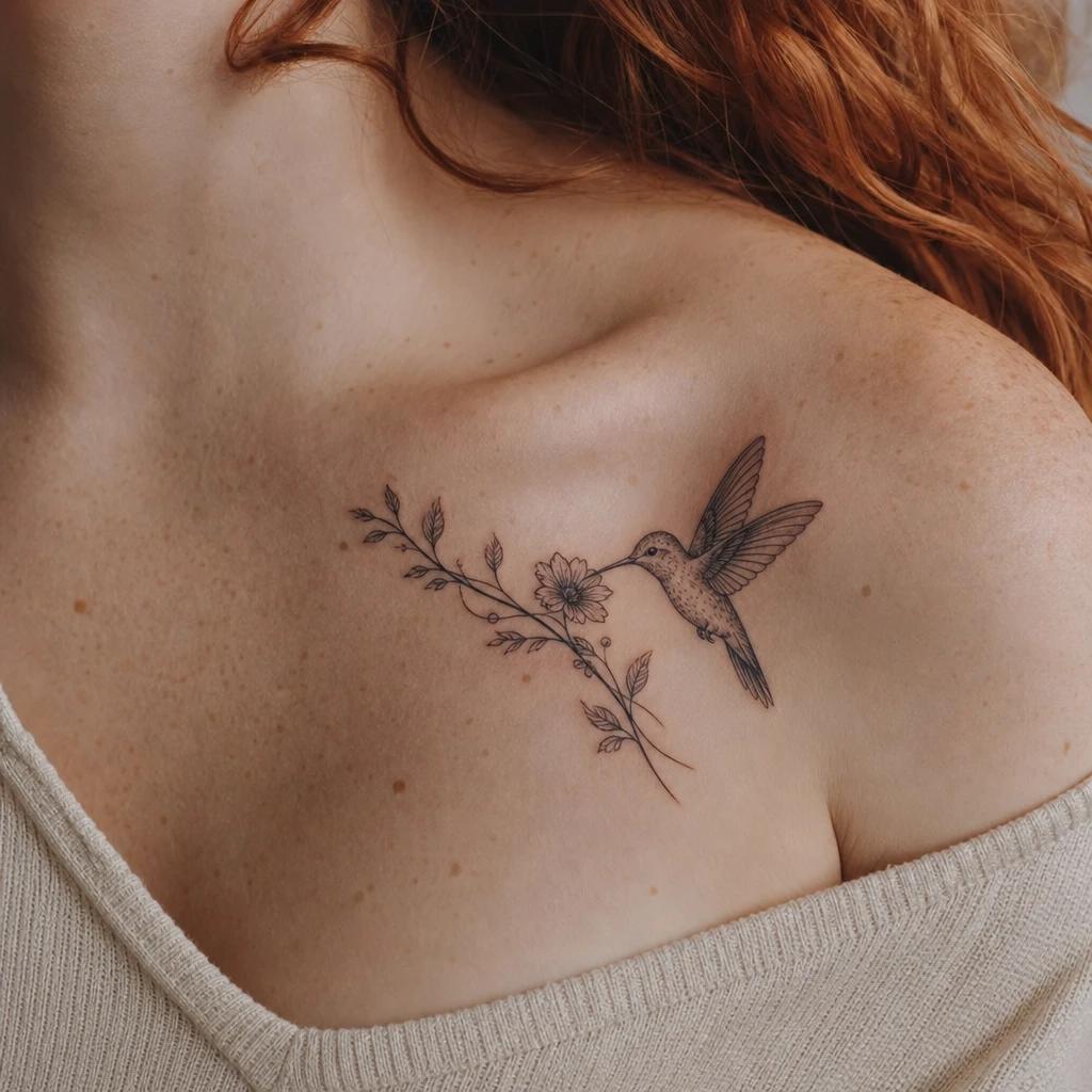 idée tatouage colibri colibri hommage avec prénom, photo réaliste sur peau