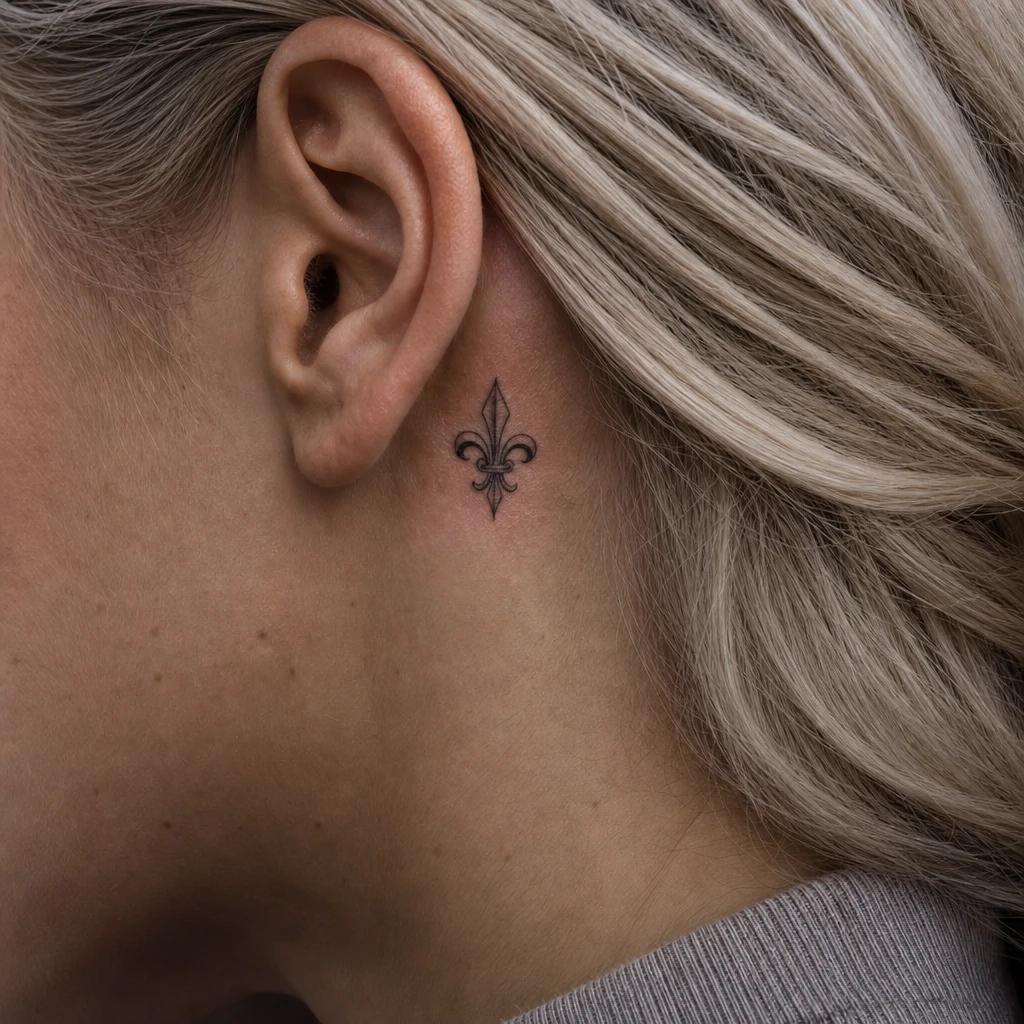 idée tatouage cou femme petite fleur sous l'oreille