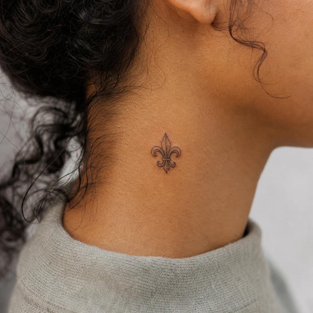 idée tatouage cou femme petite fleur sous l'oreille