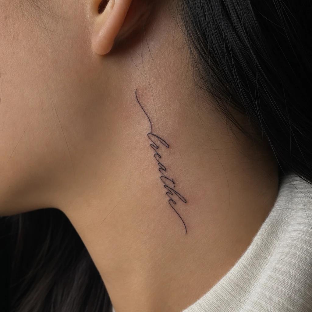 idée tatouage cou femme lettrage cursif