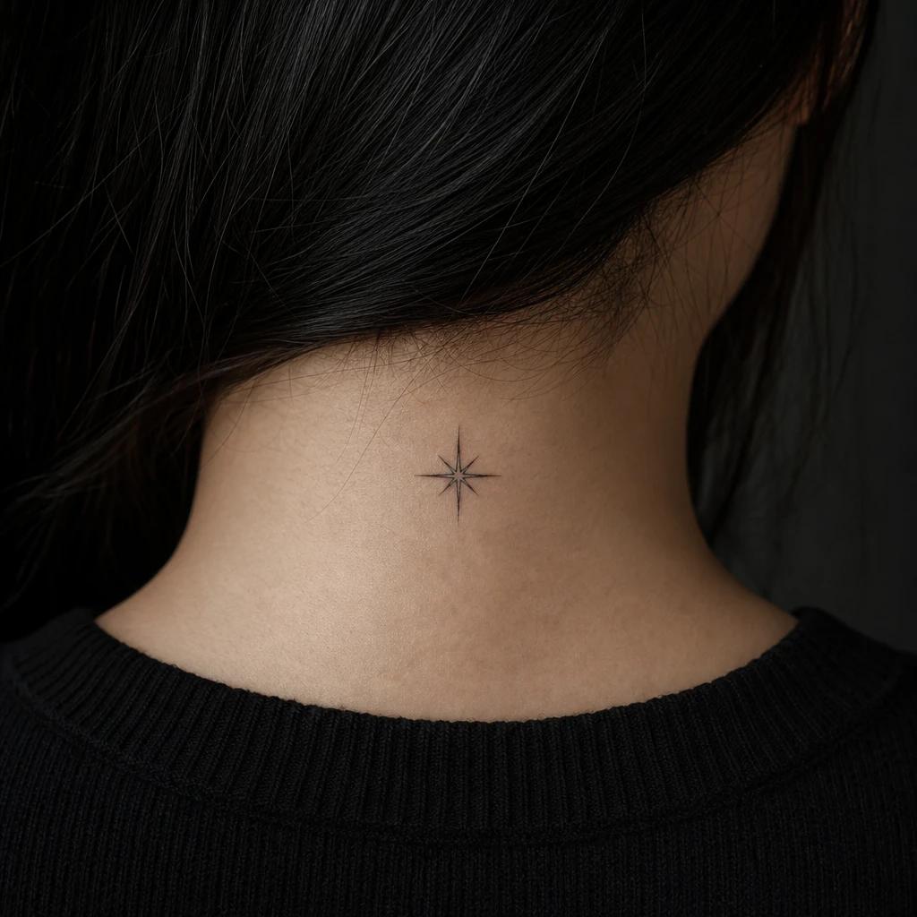 idée tatouage cou femme étoile minimaliste