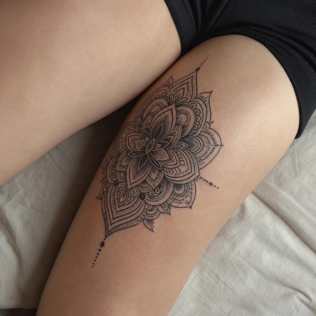 idée tatouage cuisse femme mandala de cuisse