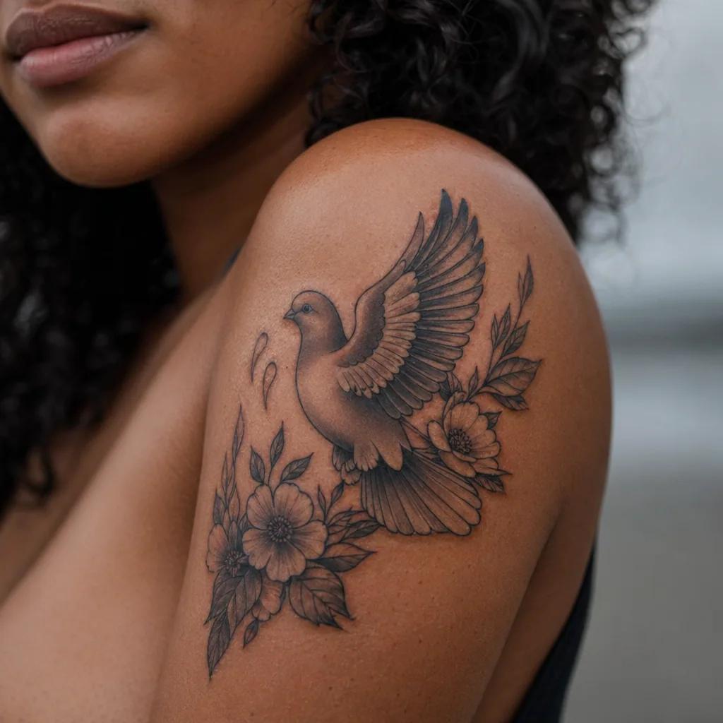 idée tatouage deuil colombe néo-traditionnelle