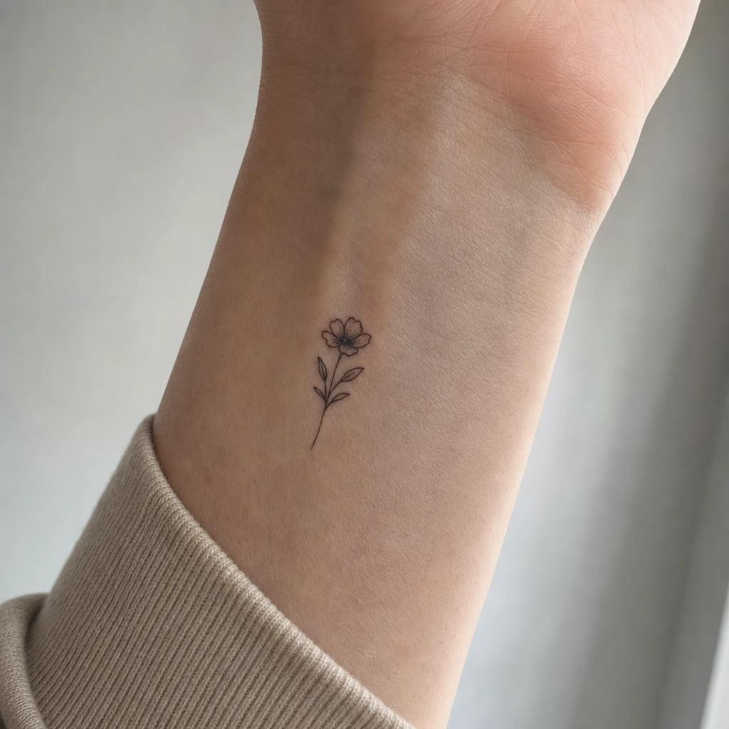 idée tatouage discret femme petite fleur poignet intérieur