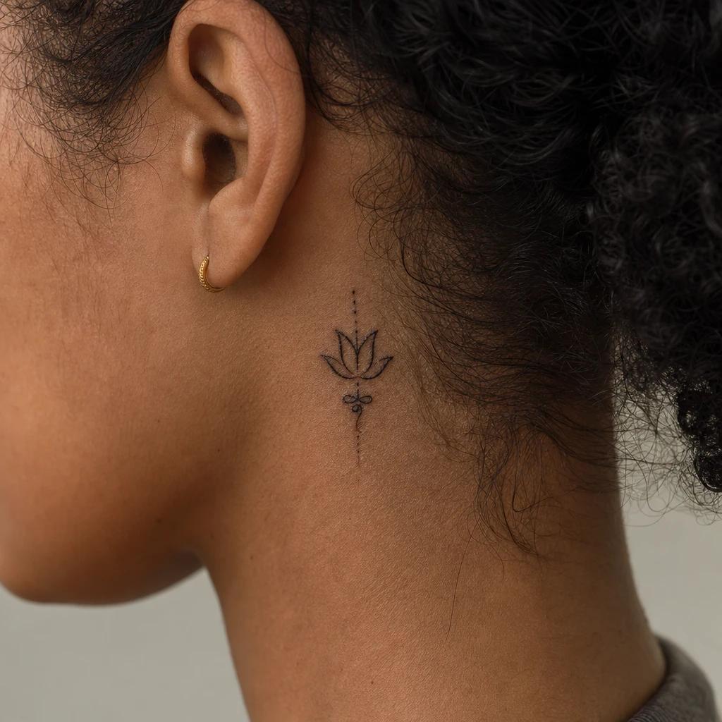 idée tatouage discret femme symbole derrière l'oreille