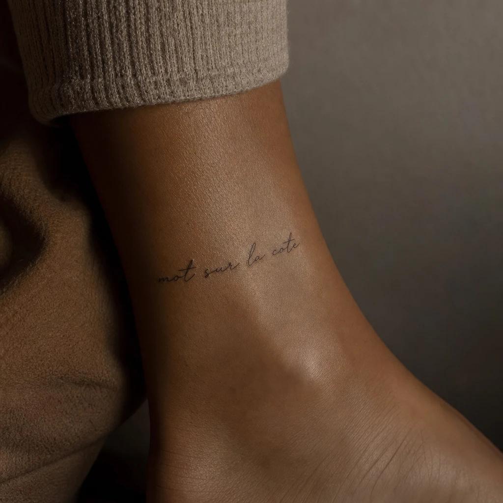 idée tatouage discret femme mot sur la côte
