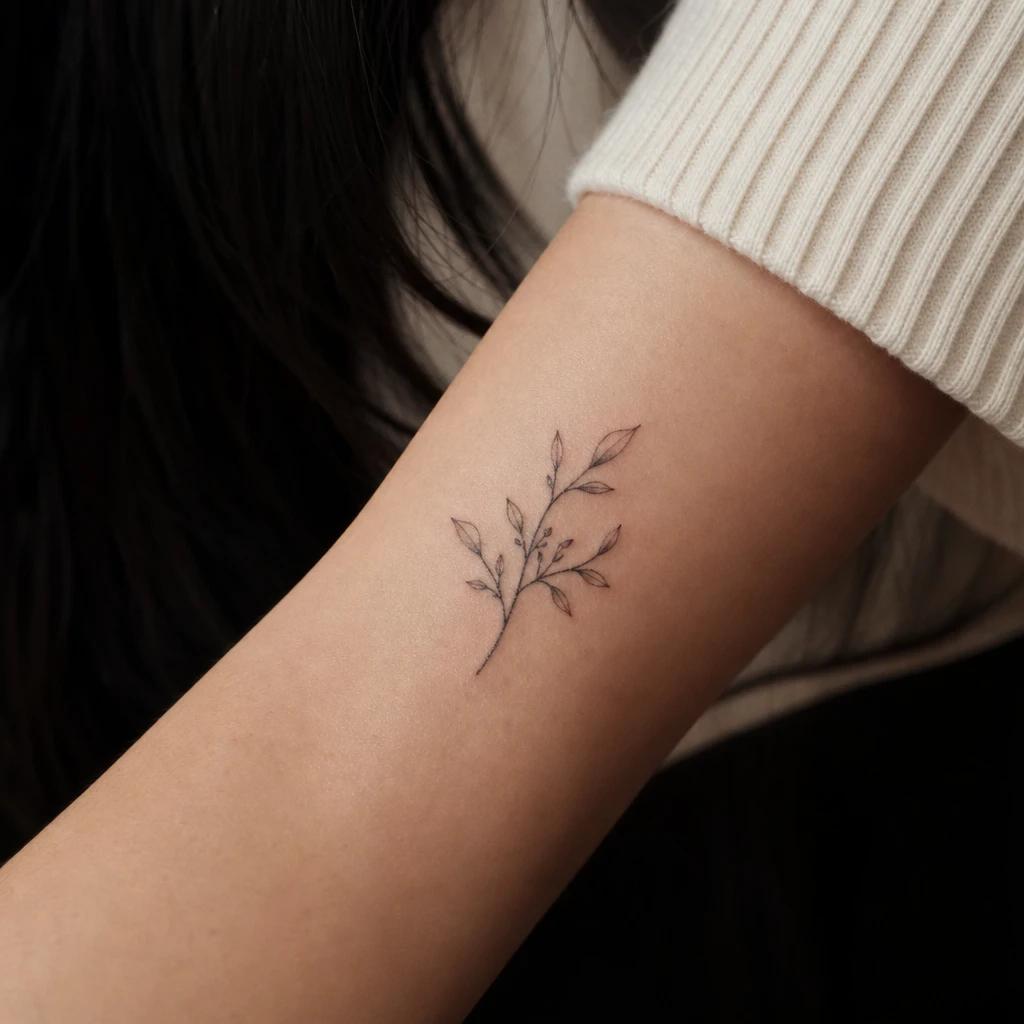 idée tatouage discret femme branche fine cheville