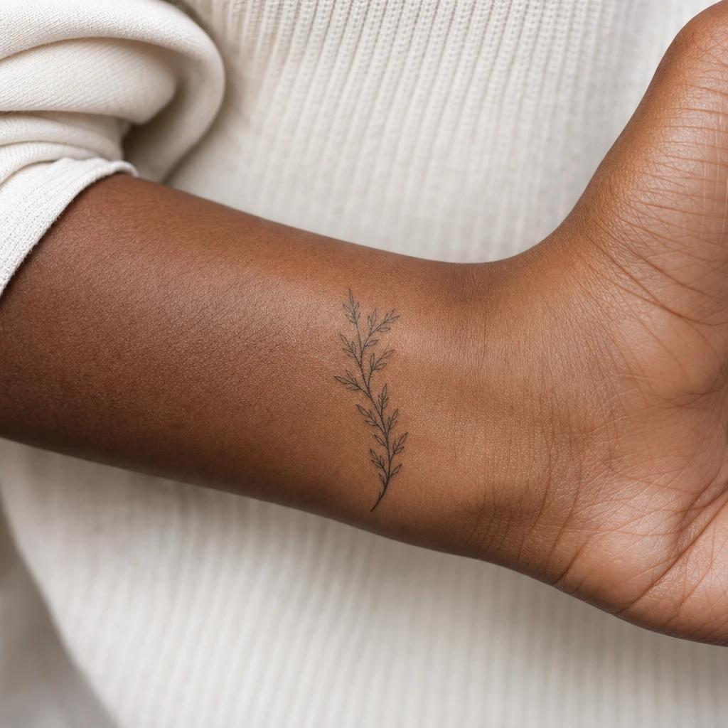 idée tatouage discret femme branche fine cheville