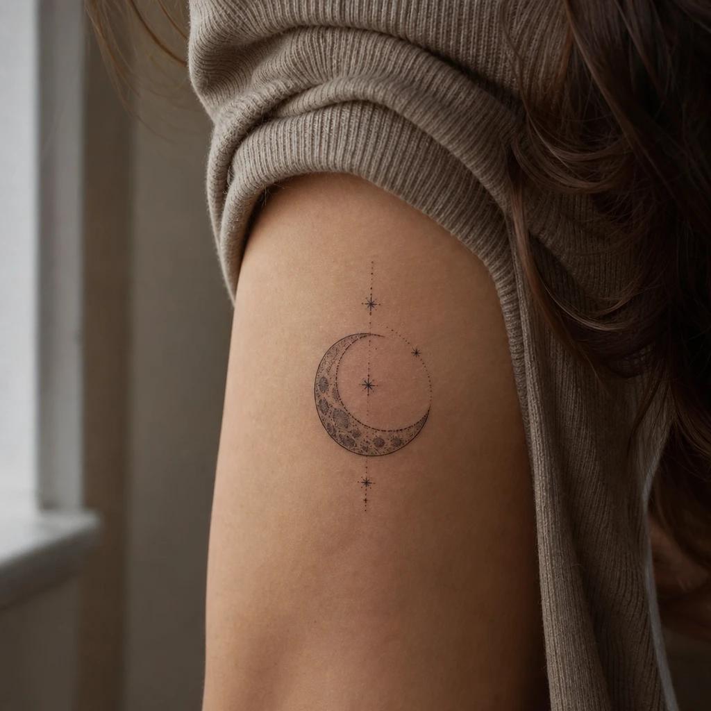 idée tatouage discret femme lune sur la nuque