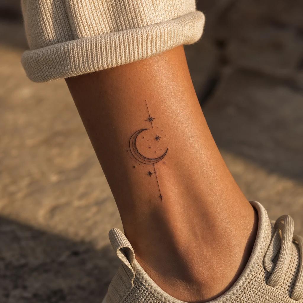 idée tatouage discret femme lune sur la nuque