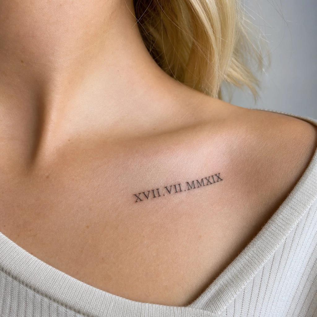 idée tatouage discret femme date chiffres romains
