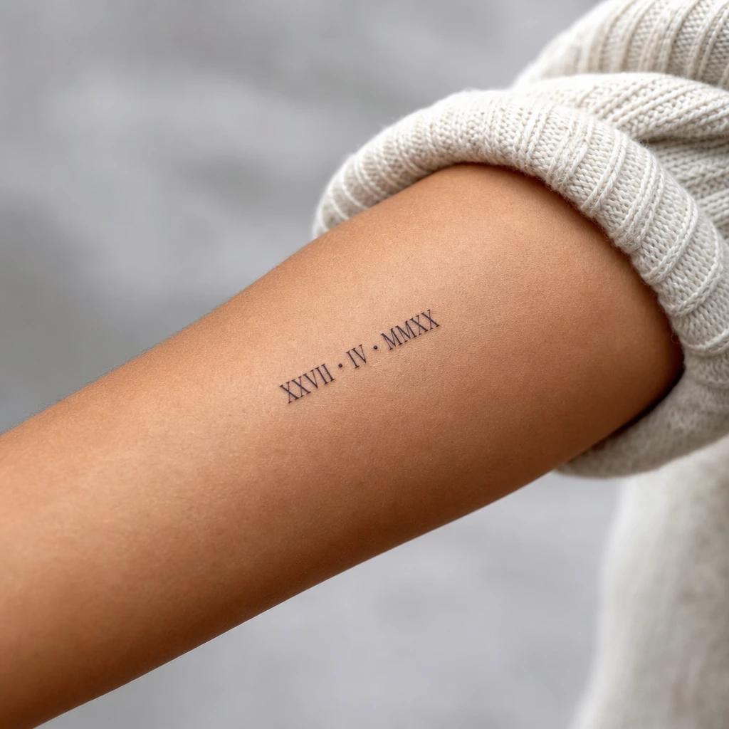 idée tatouage discret femme date chiffres romains