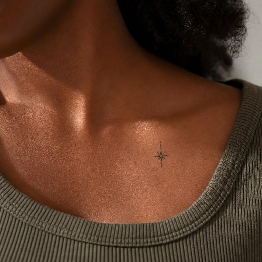 idée tatouage discret femme petit symbole clavicule