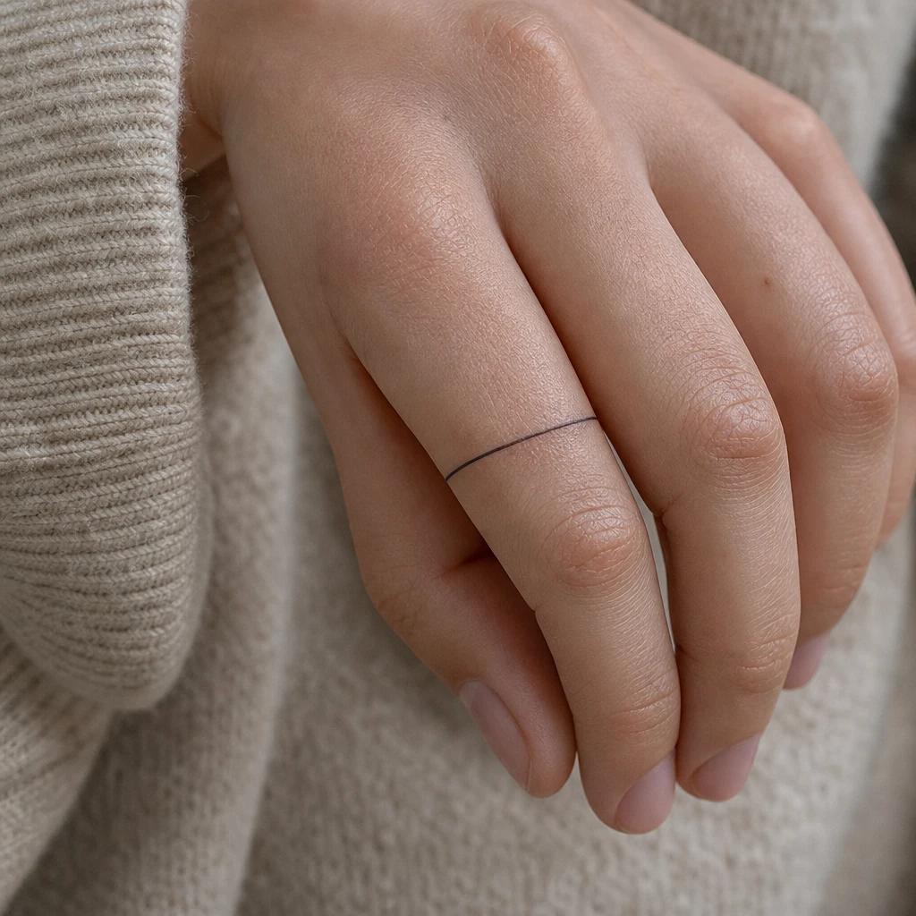 idée tatouage doigt femme anneau fin minimaliste