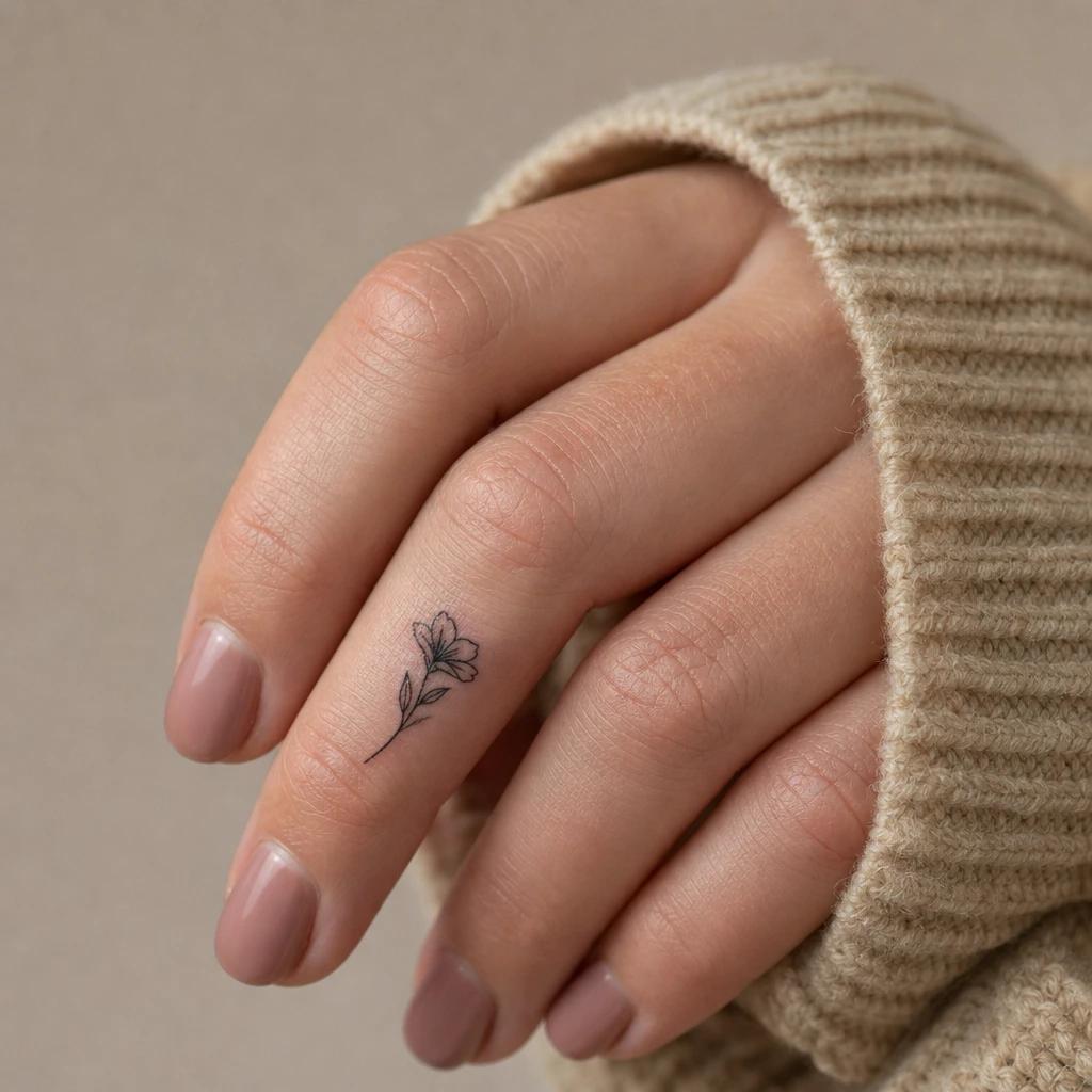 idée tatouage doigt femme petite fleur sur doigt