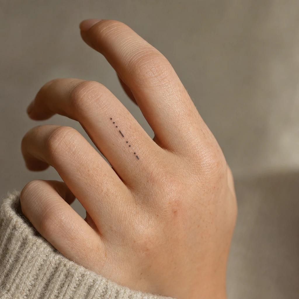 idée tatouage doigt femme points et tirets
