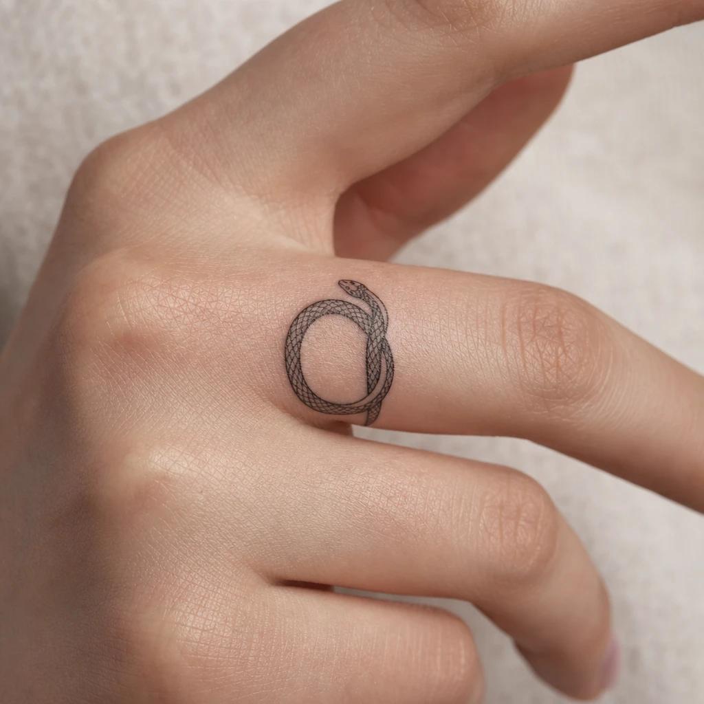 idée tatouage doigt femme serpent anneau
