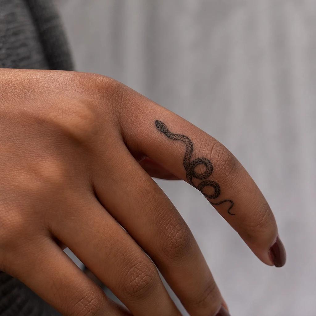 idée tatouage doigt femme serpent anneau