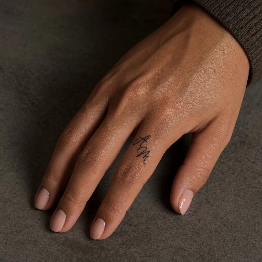 idée tatouage doigt femme initiales