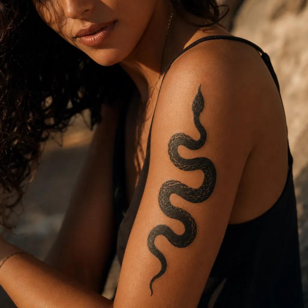 idée tatouage femme serpent blackwork