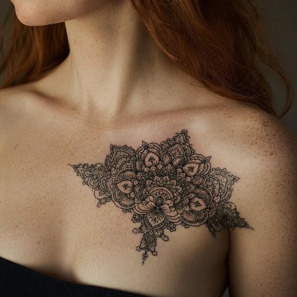 idée tatouage femme mandala lace ornemental