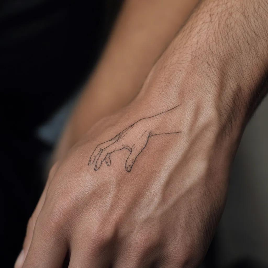 idée tatouage main main minimaliste
