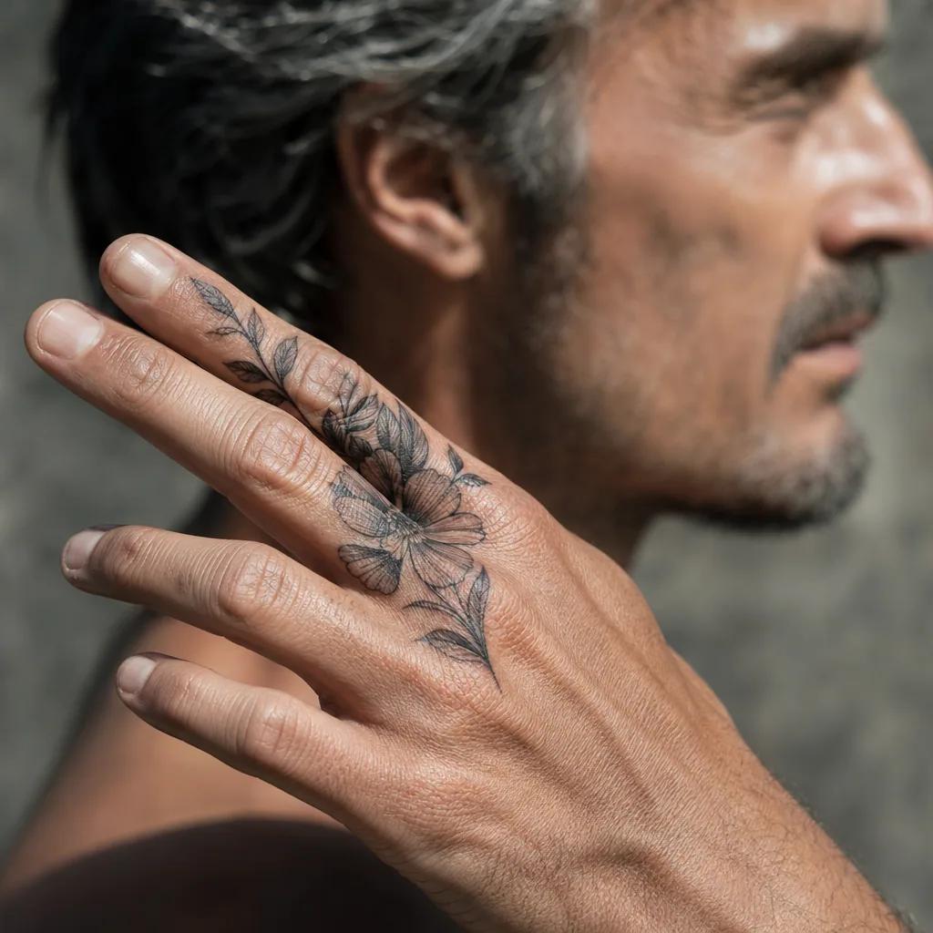 idée tatouage main homme branches olivier