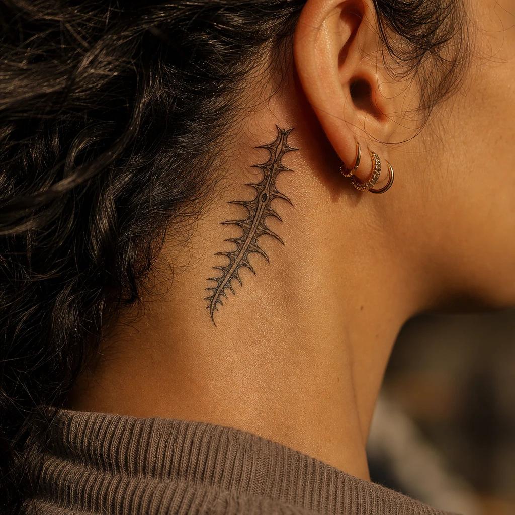 idée tatouage nuque femme serpent fin vertebral, photo réaliste sur peau