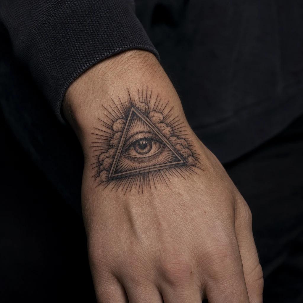 idée tatouage oeil oeil de la providence, photo réaliste sur peau
