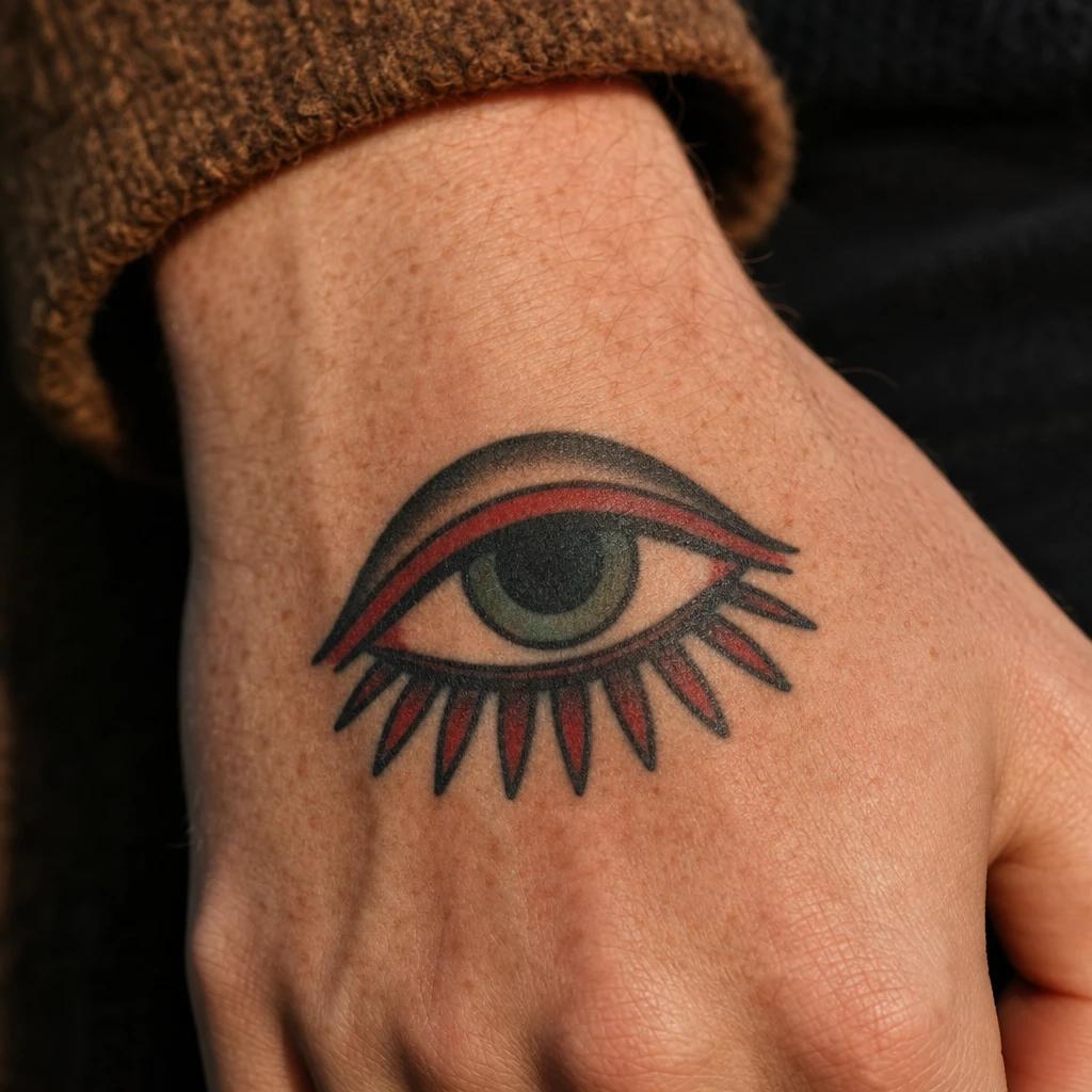 idée tatouage oeil oeil old school flash, photo réaliste sur peau