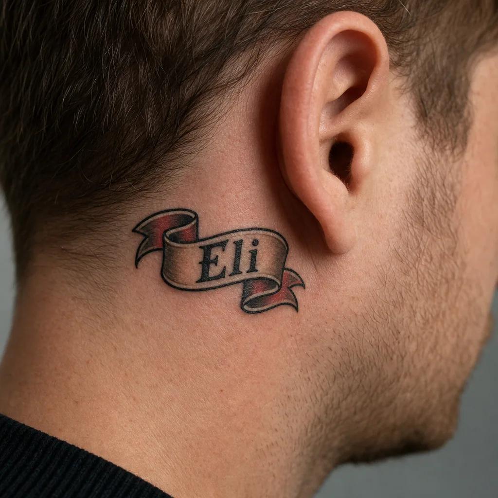idée tatouage prénom prénom old school banner