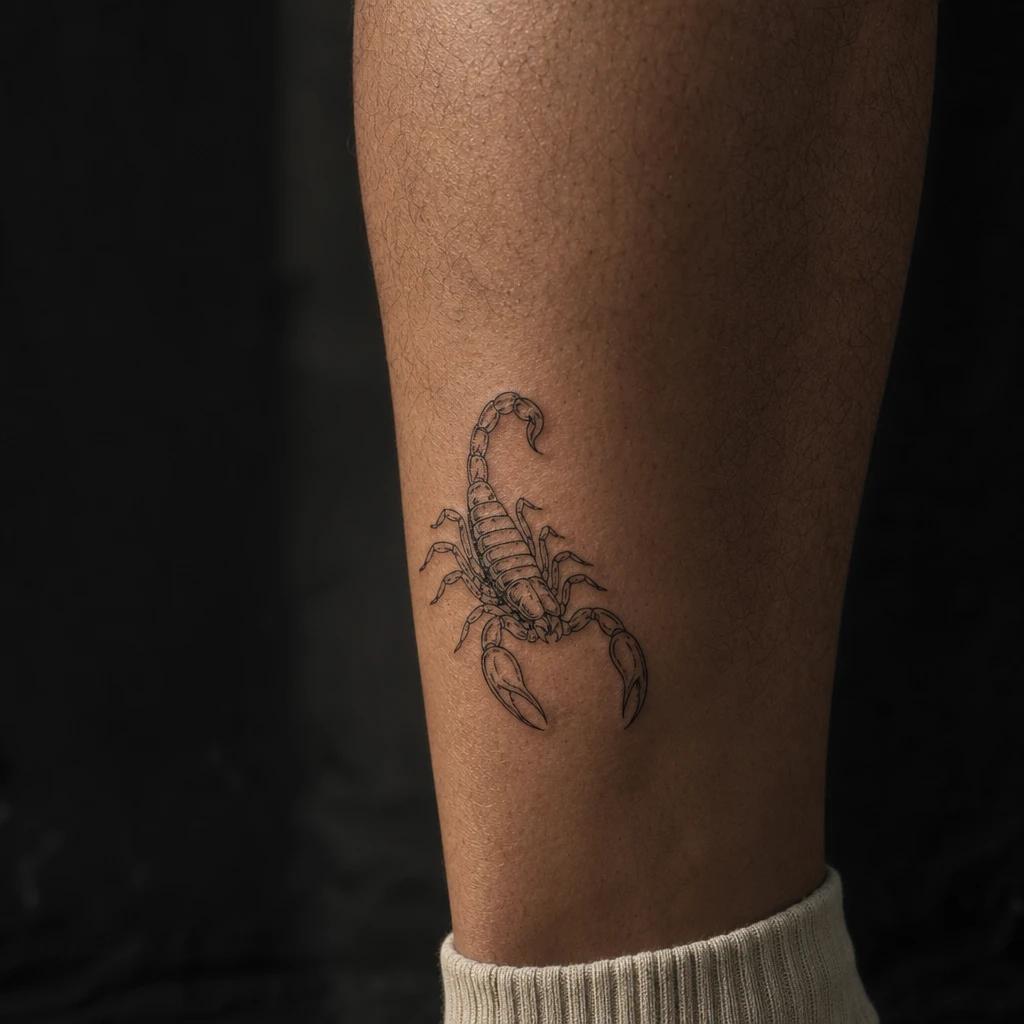 idée tatouage scorpion scorpion fine line, photo réaliste sur peau