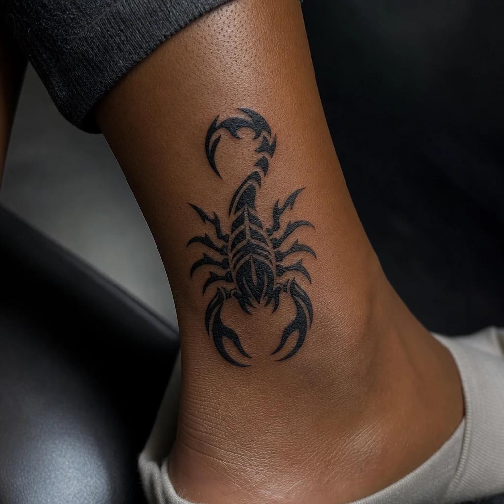 idée tatouage scorpion scorpion tribal, photo réaliste sur peau