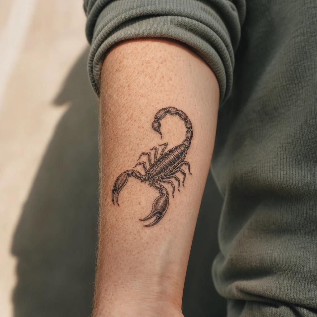 idée tatouage scorpion signe astrologique scorpion, photo réaliste sur peau
