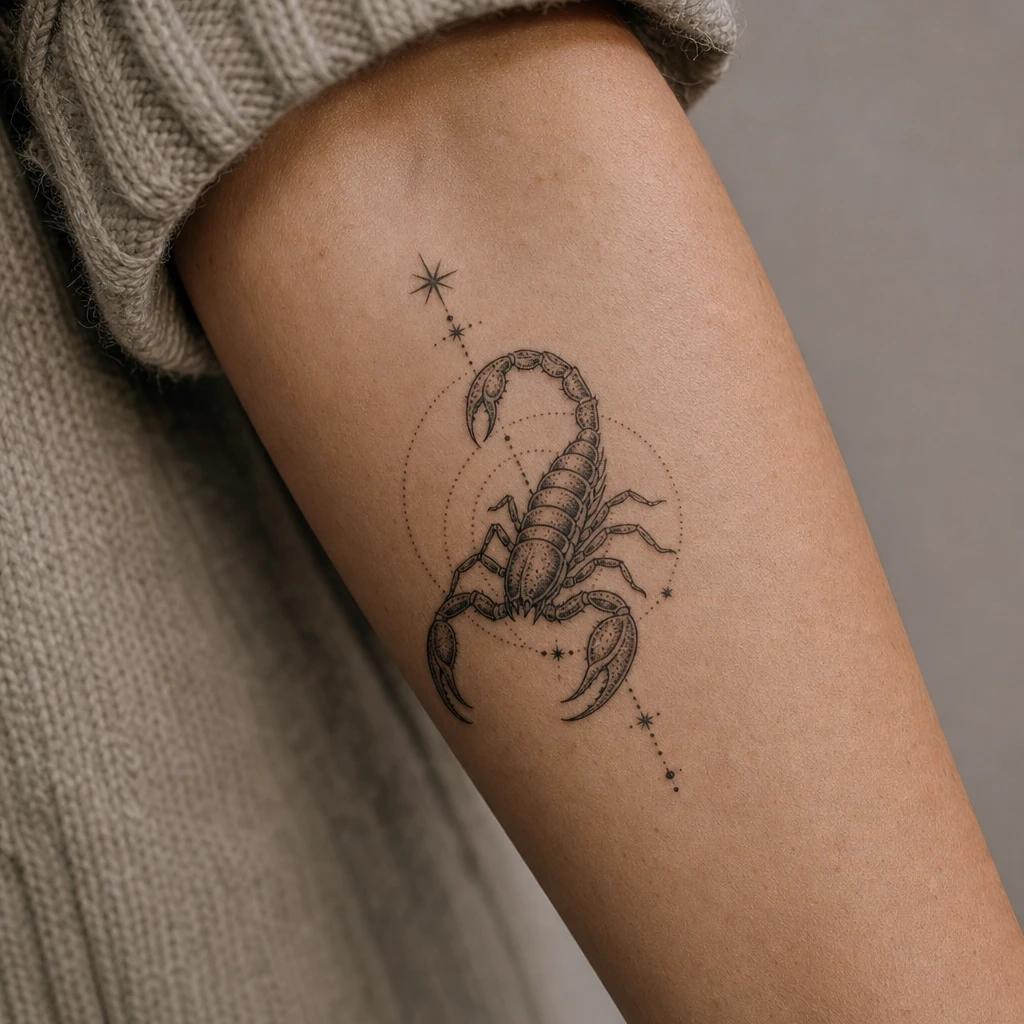 idée tatouage scorpion signe astrologique scorpion, photo réaliste sur peau