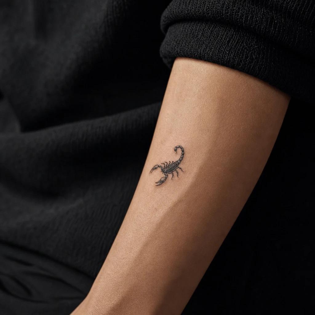 idée tatouage scorpion scorpion micro discret, photo réaliste sur peau