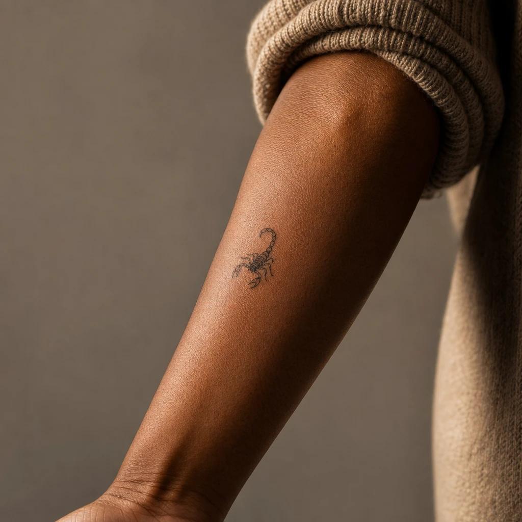idée tatouage scorpion scorpion micro discret, photo réaliste sur peau