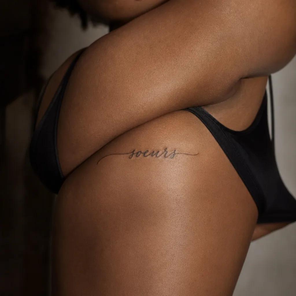idée tatouage sœurs lettrage sœurs pour la vie