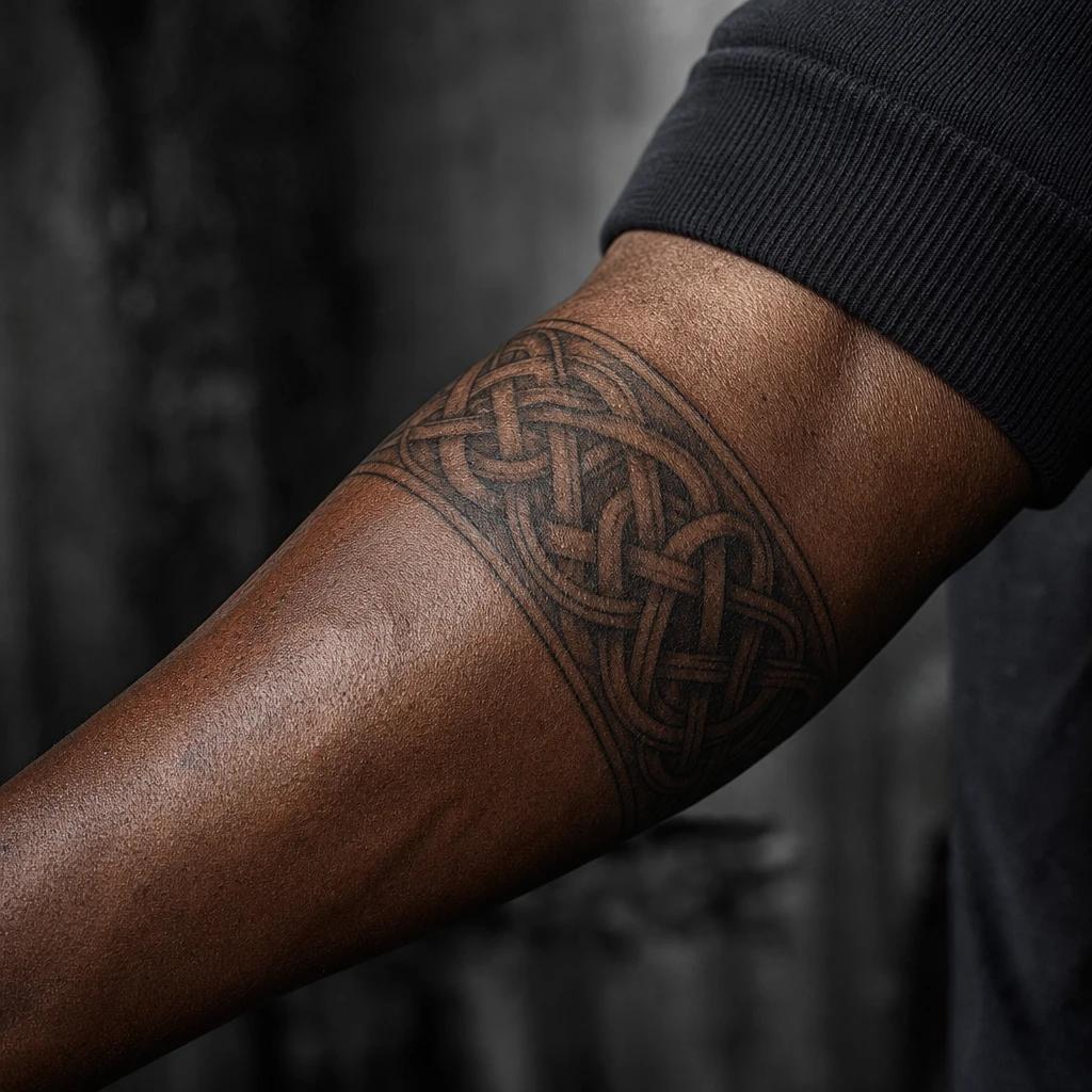 idée tatouage viking bande entrelacs nordiques, photo réaliste sur peau