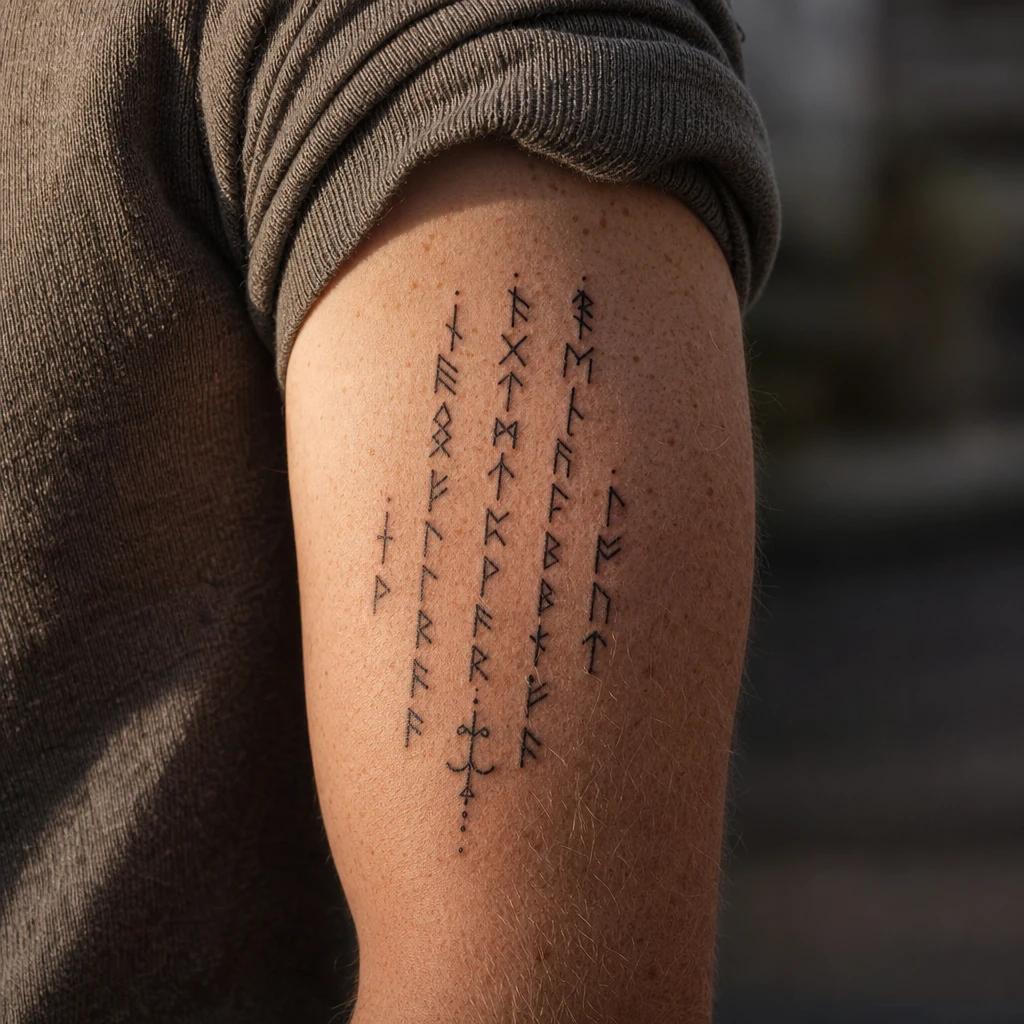 idée tatouage viking runes ecriture ancienne, photo réaliste sur peau
