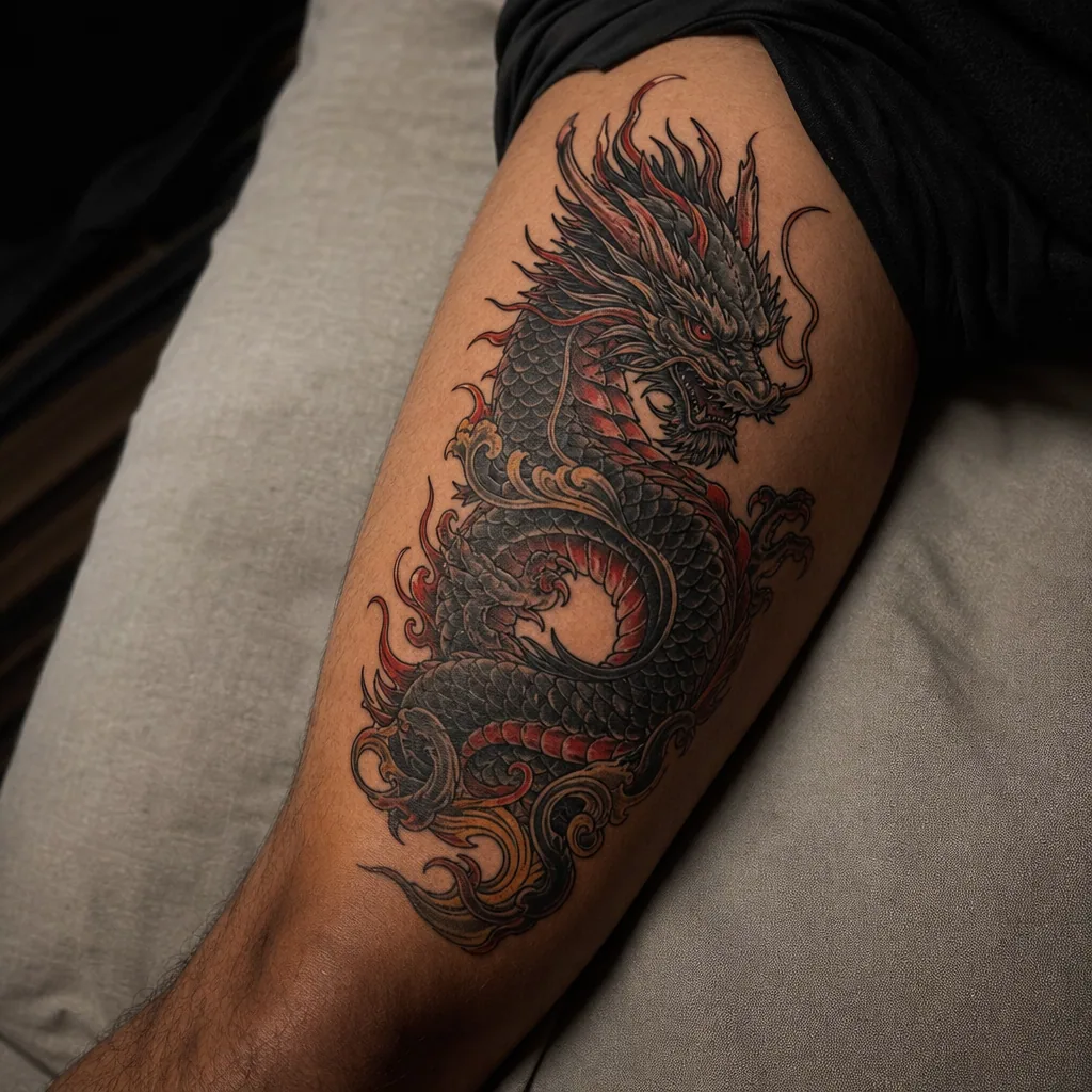 Dragon neo-traditionnel ornement