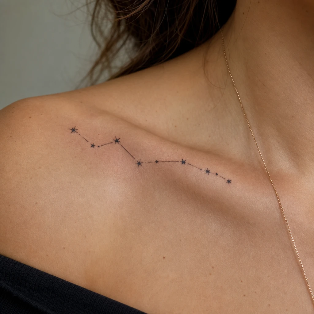 Tatouage étoile sur peau réelle