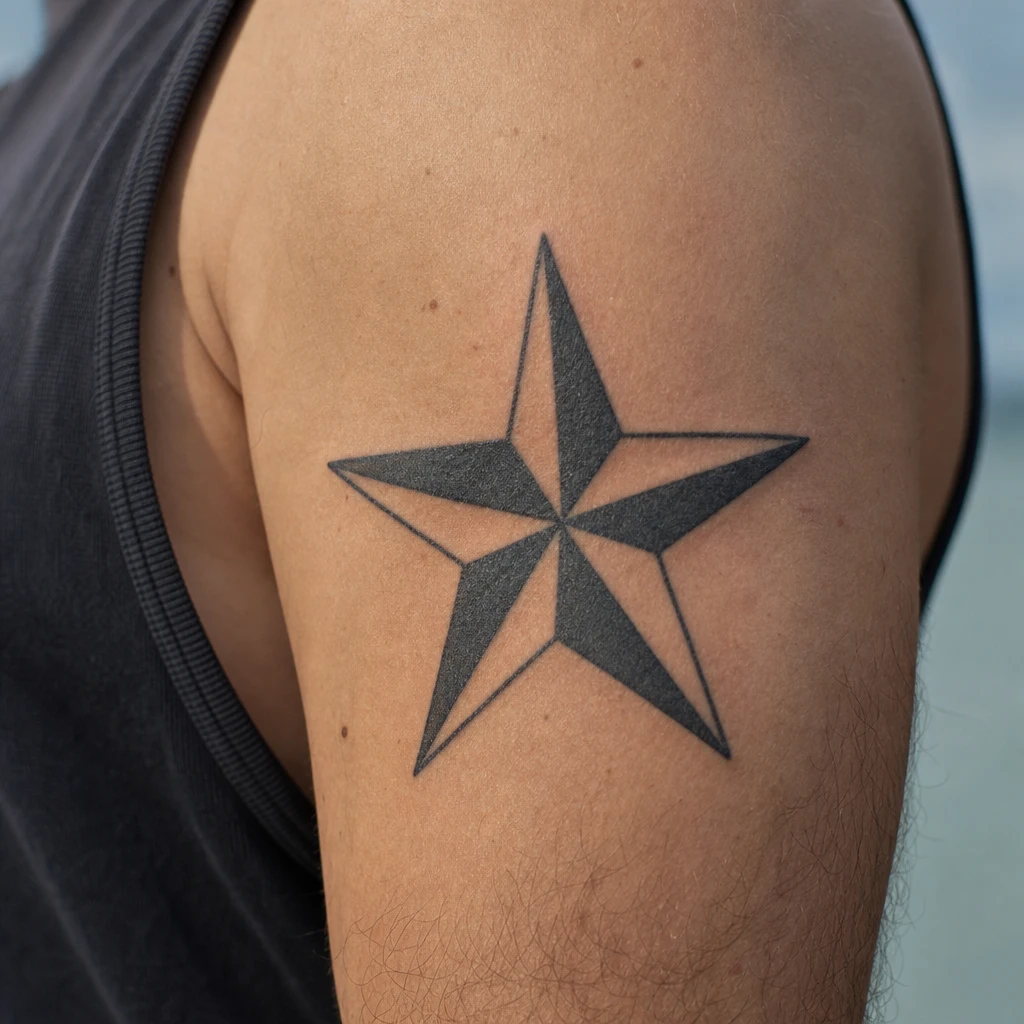 Tatouage étoile sur peau réelle
